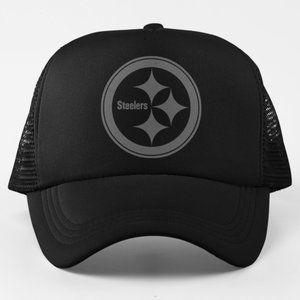 NEW Pittsburgh Steelers Tonal Logo Foam Trucker Mesh Snapback Hat BLACKOUT